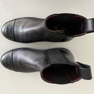 CHANEL Black Leather Ankle Boots